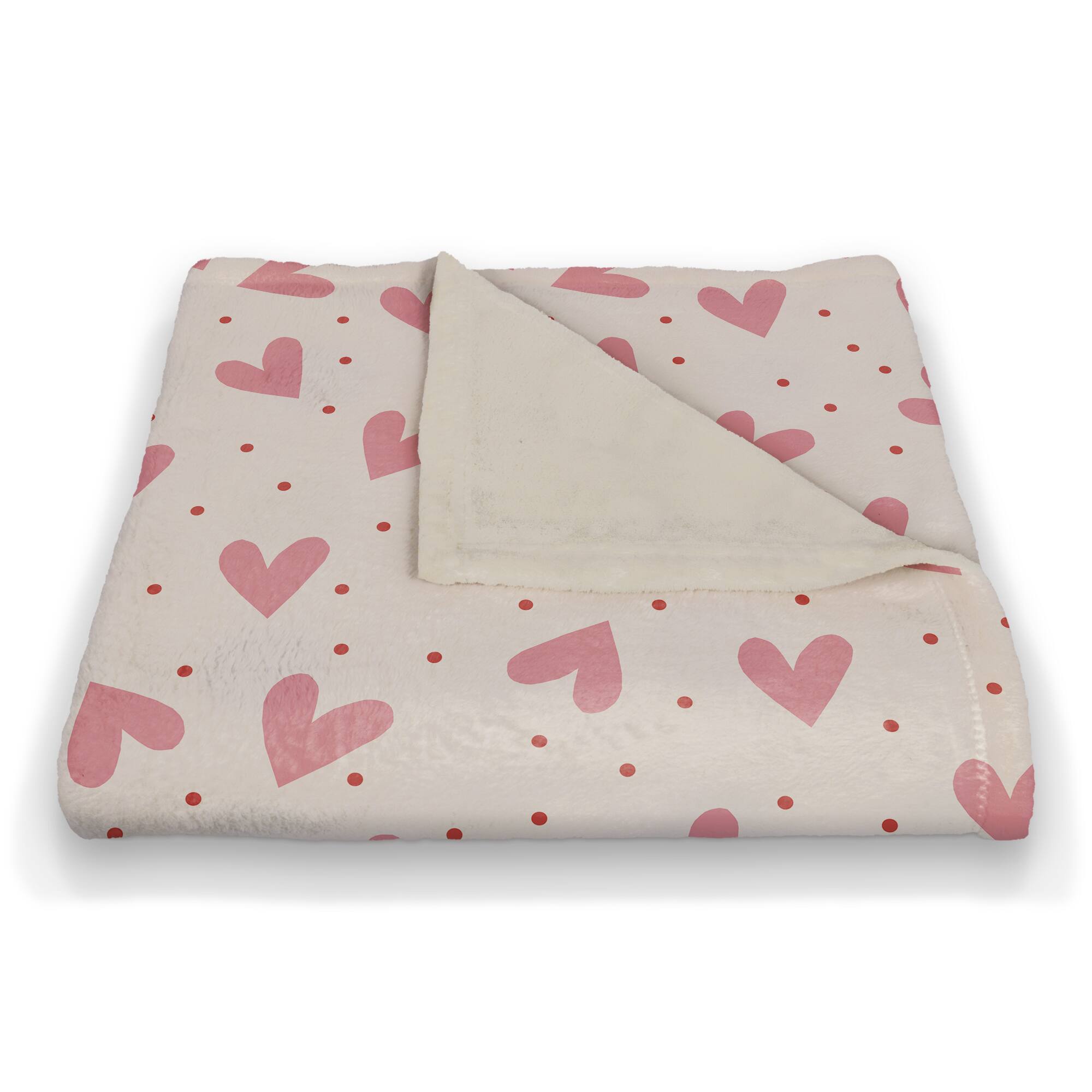 Heart Polka Pattern 50" x 60" Coral Fleece Blanket